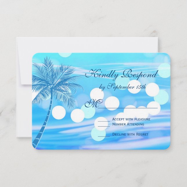 Palm Tree Beach Destination Wedding RSVP Cards (Front)