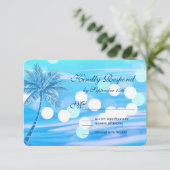 Palm Tree Beach Destination Wedding RSVP Cards (Standing Front)