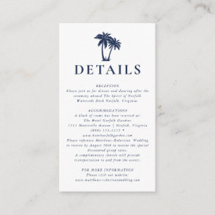 Palm Tree Beach Nautical Navy Details Enclosure  Card