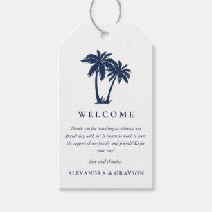Palm Tree Beach Nautical Navy Wedding Gift Tags