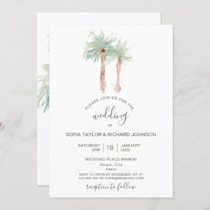 Palm tree beach ocean island tropical invitation