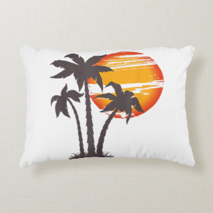 Palm Tree Beach Ocean Summer Vacation Sunset Parad Decorative Cushion