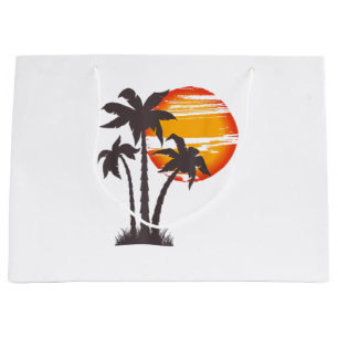 Palm Tree Beach Ocean Summer Vacation Sunset Parad Large Gift Bag
