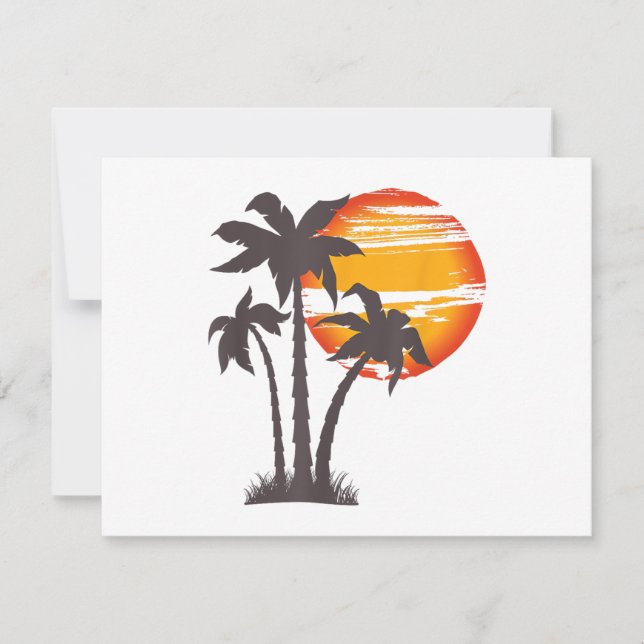 Palm Tree Beach Ocean Summer Vacation Sunset Parad Save The Date (Front)