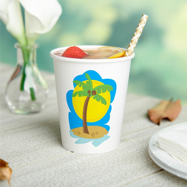 Palm Tree Beach Paper Cups (Creator Uploaded)