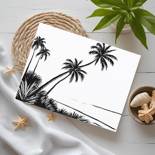 Palm Tree Beach Pen Drawing Postcard (Creator Uploaded)