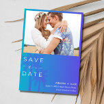Palm Tree Beach Photo Wedding  Save The Date<br><div class="desc">Modern wedding save the dates in a beach-inspired blue ombre palm tree design with your custom photo,  perfect for your beach wedding. If you need assistance with cropping your photo or would like further customisation,  contact me through my store. I'd love to help.</div>