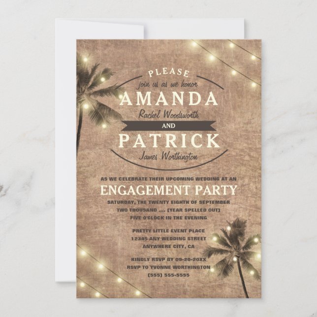 Palm Tree Beach Rehearsal Dinner Invitations (Front)