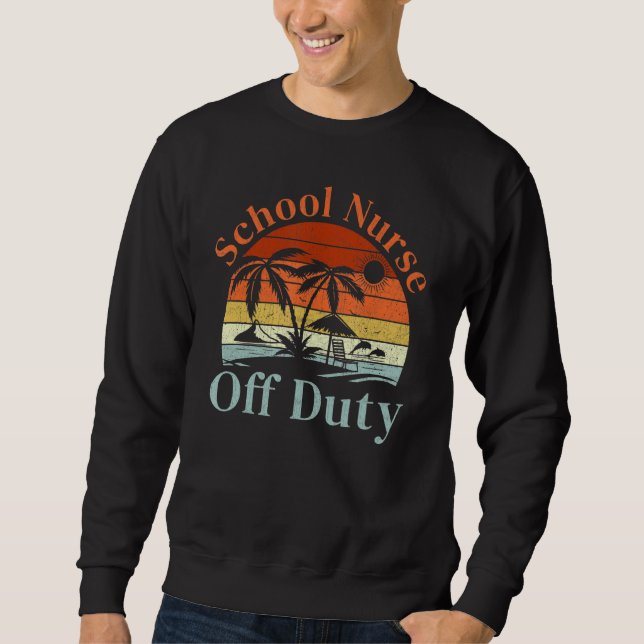 Palm Tree Beach Sunset Retro School Nurse Summer V Sweatshirt (Front)