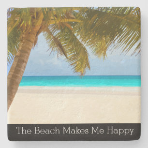Palm Tree Beach Theme Stone Coaster