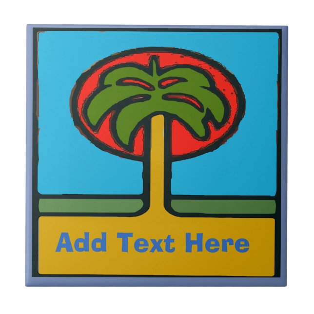 Palm Tree  Beach,  Tile, add or edit  text Tile (Front)