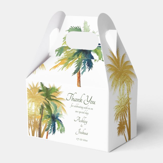 Palm Tree Beach Wedding Bridal Shower Favour Boxes (Front Side)
