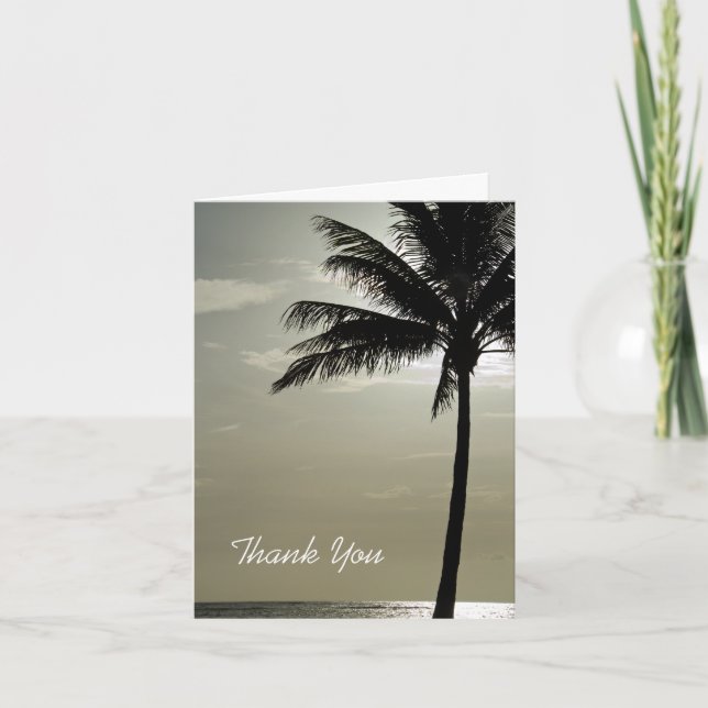 Palm Tree Beach Wedding Bridesmaid Thank You Card (Front)