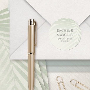 Palm Tree Beach Wedding Classic Round Sticker