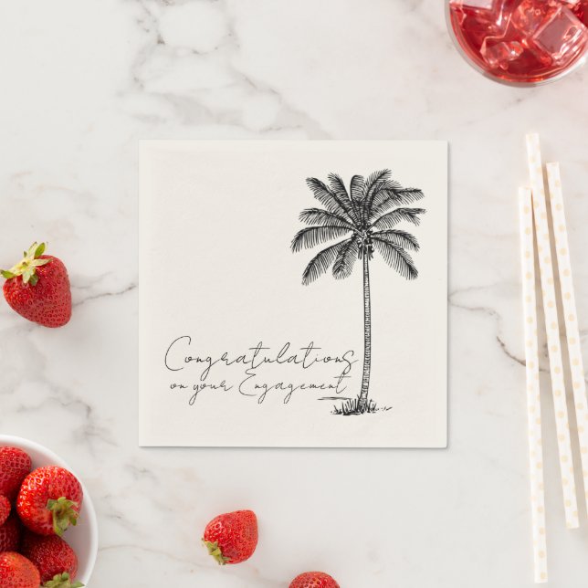 Palm Tree Beach Wedding Engagement Congratulations Napkin (Insitu)