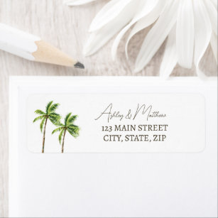 Palm Tree Beach Wedding Return Labels