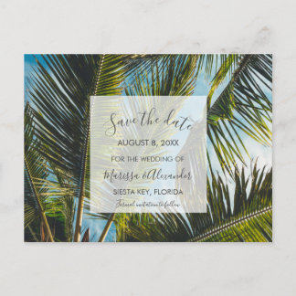 Palm Tree Beach Wedding Save the Dates Announcement Postcard