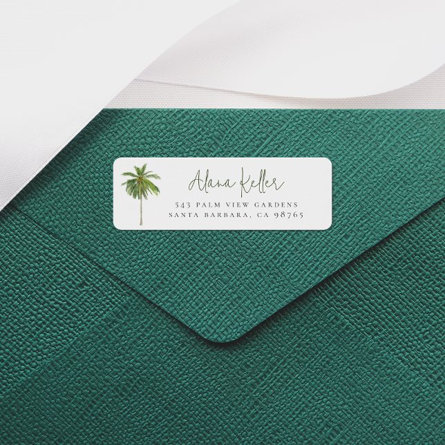 Palm Tree Boho Tropical Calligraphy Return Address (Return Address Label Mock-up)