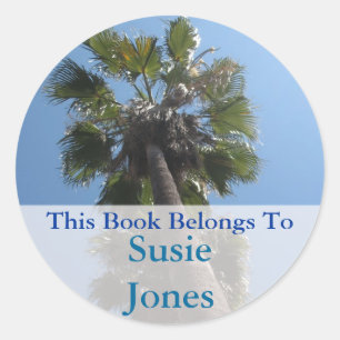 Palm Tree bookplate Classic Round Sticker