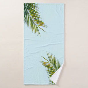 Palm tree branch bath towel