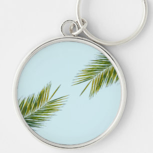 Palm tree branch key ring