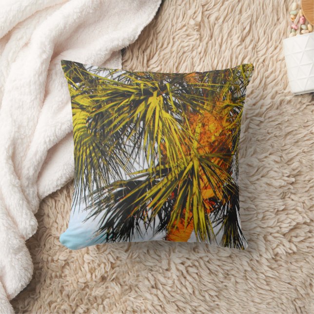 Palm Tree Branches, Afternoon Sun Cushion (Blanket)