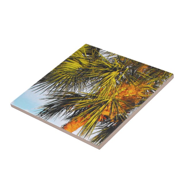 Palm Tree Branches, Afternoon Sun Tile (Side)