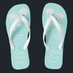 Palm Tree Bride Tribe Blue White Jandals<br><div class="desc">Hit the beach in style with these awesome Beach Lover Bride Blue White Tribe Flip Flops with sweet little palm trees to give you that tropical feel! Room to customise with your bridesmaid's names! Mix and match all of your favourite Beach Lover products from Up On the Mountain!</div>