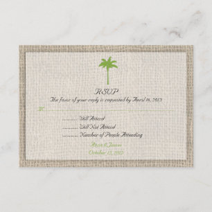 Palm Tree & Burlap Beach Wedding RSVP3 RSVP Card