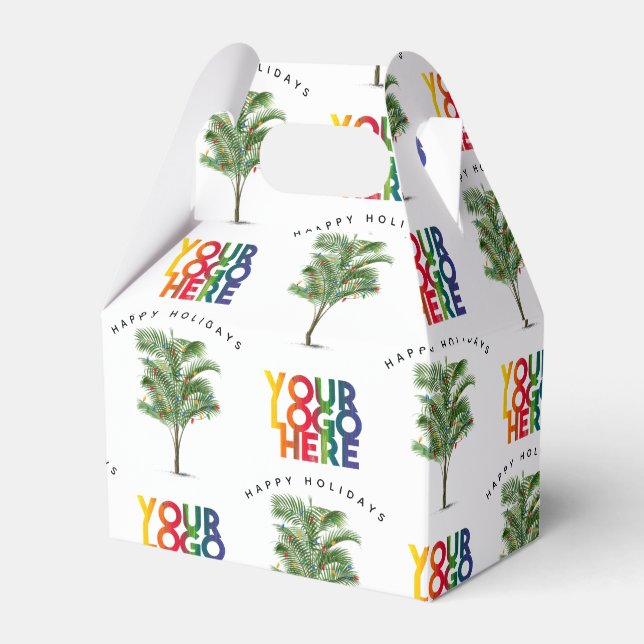 Palm Tree Business Logo Holiday Christmas Card Favour Box (Front Side)
