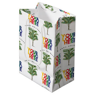 Palm Tree Business Logo Holiday Christmas Card Medium Gift Bag