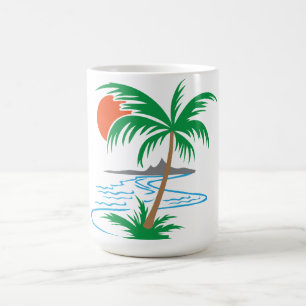 Palm Tree by the River Tropical Sunset Art Coffee Mug