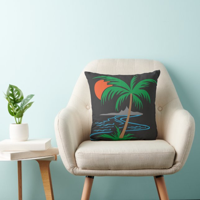 Palm Tree by the River | Tropical Sunset Art Cushion (Chair)