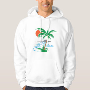 Palm Tree by the River   Tropical Sunset Art Hoodie