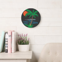 Palm Tree by the River | Tropical Sunset Art