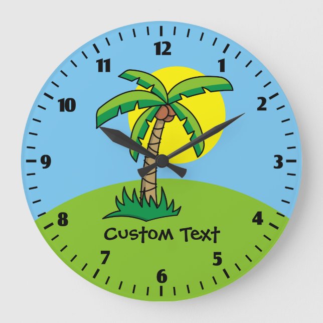 Palm Tree Cartoon Large Clock (Front)