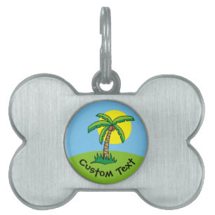 Palm Tree Cartoon Pet Name Tag