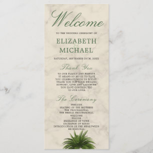 Palm Tree Champagne Cream Elegant  Chic Wedding Menu