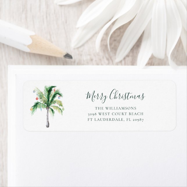 Palm Tree Christmas Holidays Return Address (Insitu)