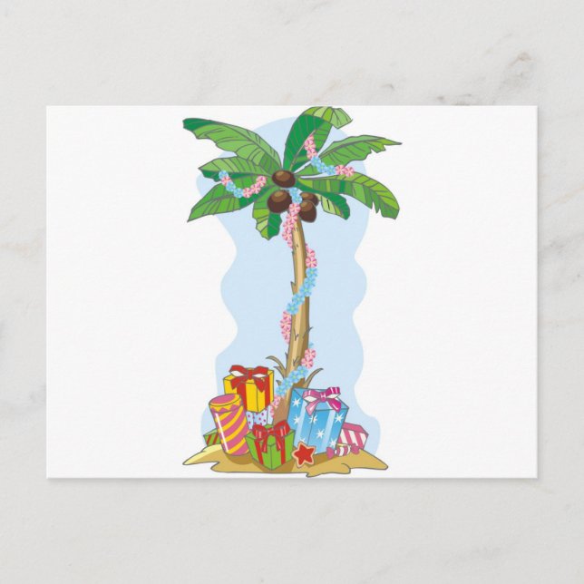 Palm Tree Christmas with gifts Holiday Postcard (Front)