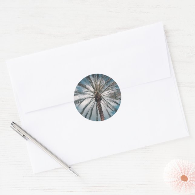 Palm tree - classic round sticker (Envelope)