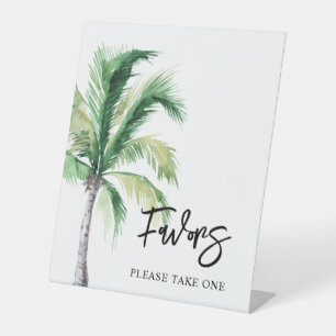 Palm Tree Coastal Destination Wedding Favors Pedestal Sign