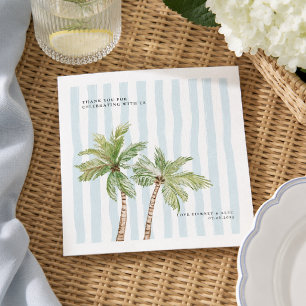 Palm Tree Coastal Wedding Personalised Napkin