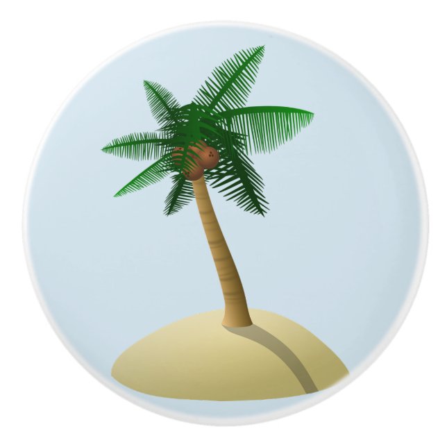 Palm Tree Coconut Tropical Beach Drawer Pull Knob (Front)