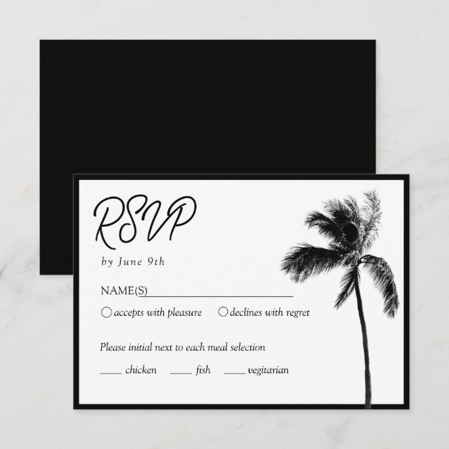 Palm Tree Custom Bat Mitzvah RSVP Enclosure Card (Front/Back)