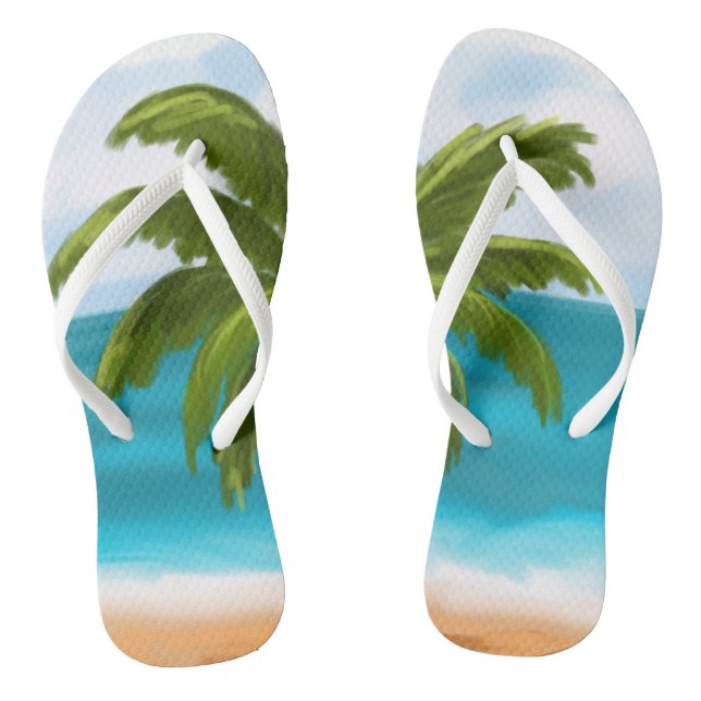 Palm Tree Custom Flip-Flops- make changes yourself Jandals (Footbed)