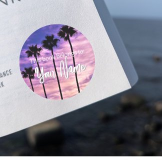 Palm Tree Customisable Book Sticker
