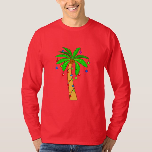Palm Tree Decorated for Christmas T-Shirt (Front)
