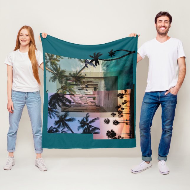 Palm tree designed fleece blanket (In Situ)