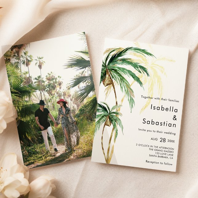 Palm Tree Destination Photo Wedding Invitation (Creator Uploaded)